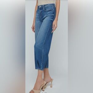 L'AGENCE Blue High-Rise Cropped Jeans